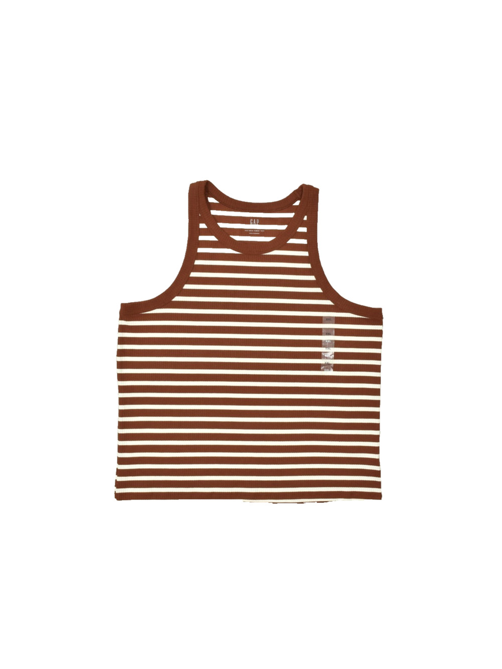 GAP NWT Women's XXL High Neck Ribbed Tank Top Brown White Striped Sleeveless St